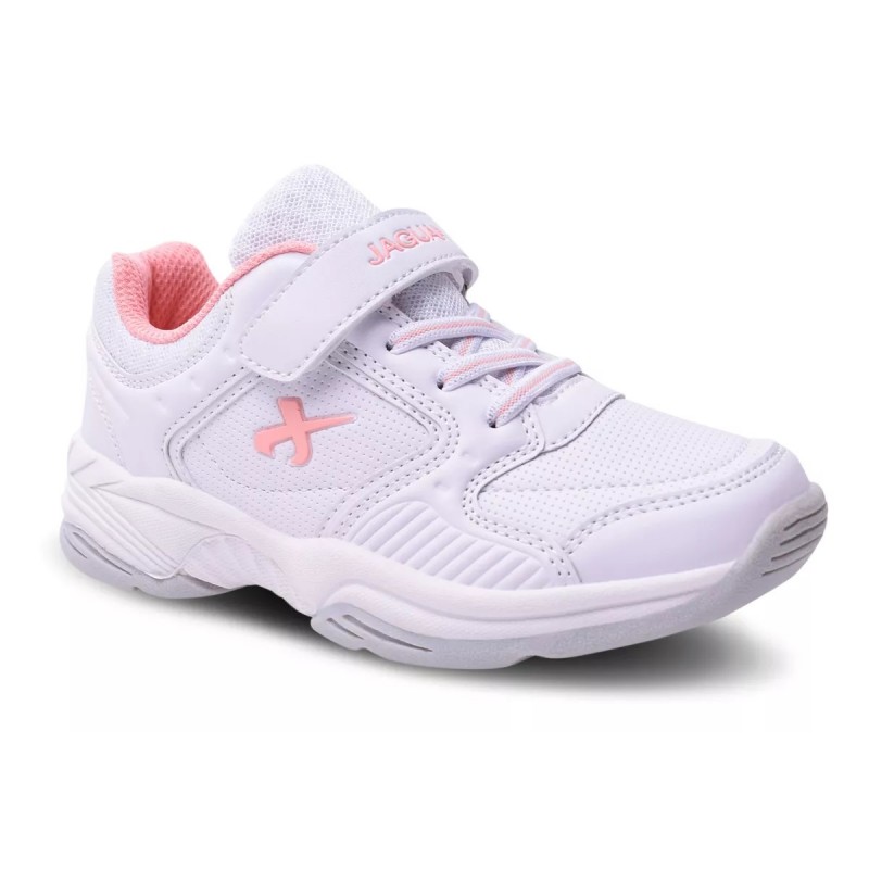 Zapatillas Jaguar 4017 Colegial Velcro Blanco Rosa